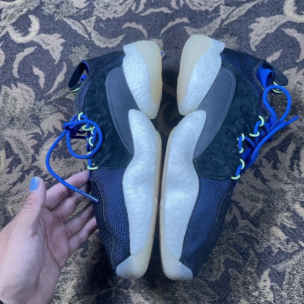 ADIDAS ORIGINALS CRAZY BYW II BLACK WHITE BLUE YELLOW BD7998 Mens Size 12